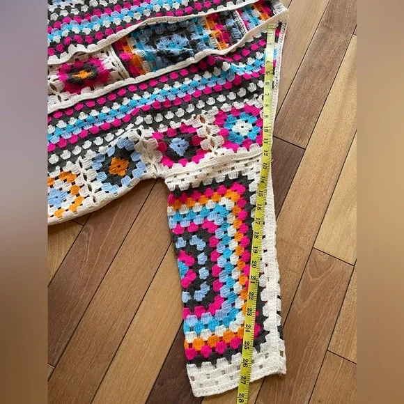 POL One Boho Granny Square Crochet Duster Cardigan Sweater OS - Picture 6 of 12